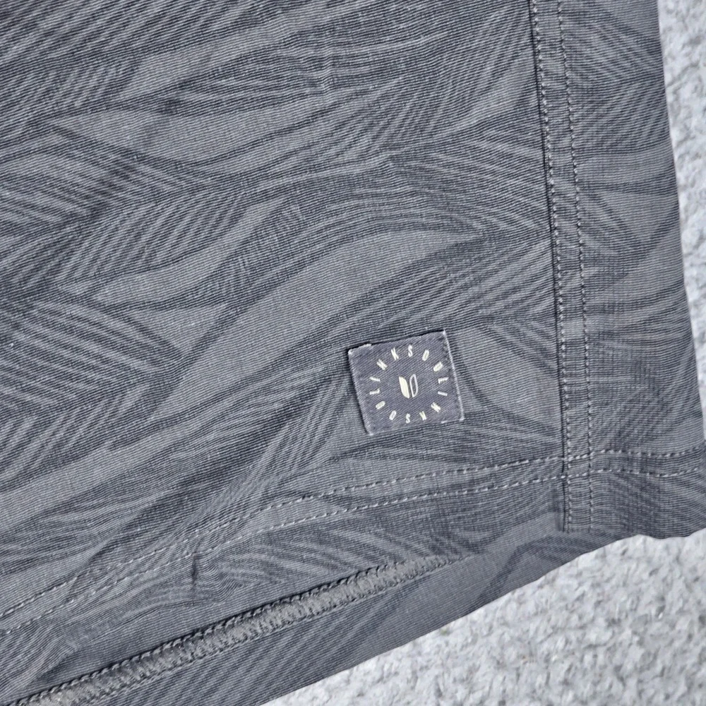 Linksoul Board Shorts Mens 36 Grey Leaf Print Quick Dry Swim Trunks Pocket